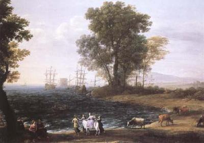 Claude Lorrain Coast Scene with the Rape of Europa (mk25) oil painting picture